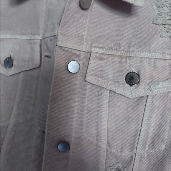 J Brand Cream Distressed & Ripped
Denim Buttoned Jacket M - Picture 12 of 13